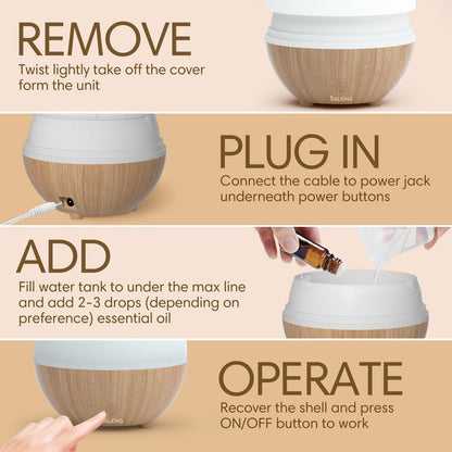 SALKING Aromatherapie Diffuser Set (2 Stück), 100ml Ultraschall-Diffuser für Ätherische Öle, Kaltnebel-Luftbefeuchter mit Warmweißem Licht, Auto-Abschaltung, für Zuhause und Büro