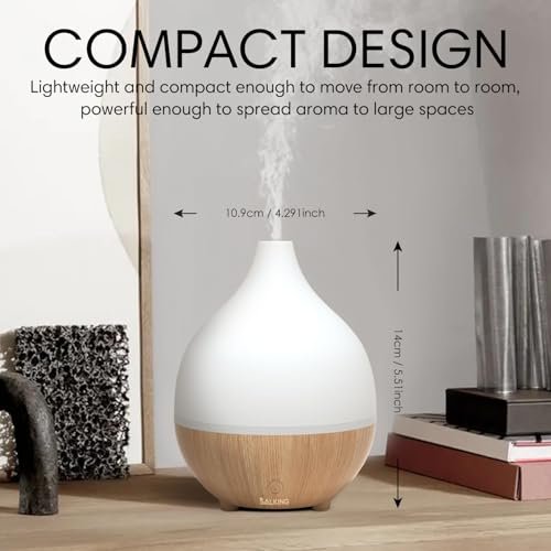 SALKING Aromatherapie Diffuser Set (2 Stück), 100ml Ultraschall-Diffuser für Ätherische Öle, Kaltnebel-Luftbefeuchter mit Warmweißem Licht, Auto-Abschaltung, für Zuhause und Büro