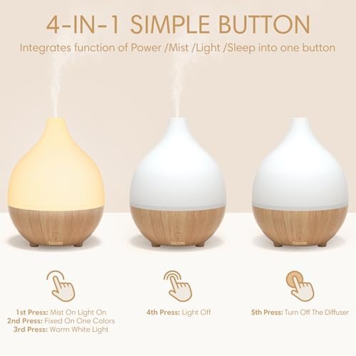 SALKING Aromatherapie Diffuser Set (2 Stück), 100ml Ultraschall-Diffuser für Ätherische Öle, Kaltnebel-Luftbefeuchter mit Warmweißem Licht, Auto-Abschaltung, für Zuhause und Büro