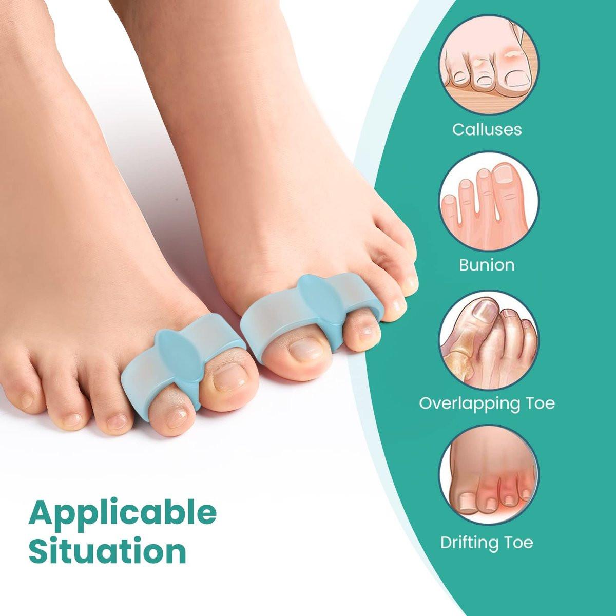 Welnove 12er-Pack Zehenspreizer mit 2 Schlaufen – Korrekturhilfe für Hallux Valgus und überlappende Zehen (Blau)