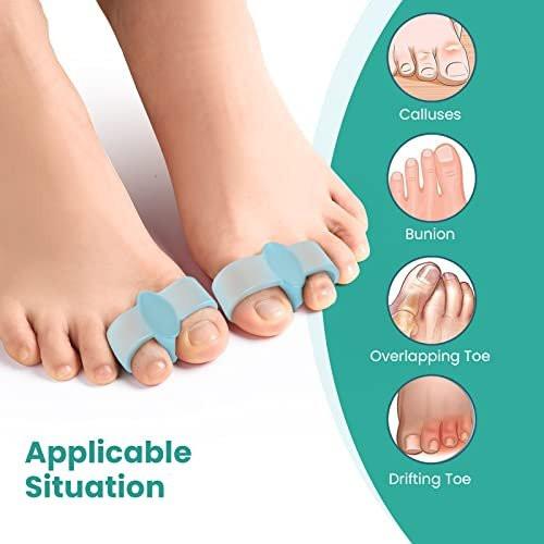 Welnove 12er-Pack Zehenspreizer mit 2 Schlaufen – Korrekturhilfe für Hallux Valgus und überlappende Zehen (Blau)