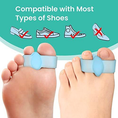Welnove 12er-Pack Zehenspreizer mit 2 Schlaufen – Korrekturhilfe für Hallux Valgus und überlappende Zehen (Blau)