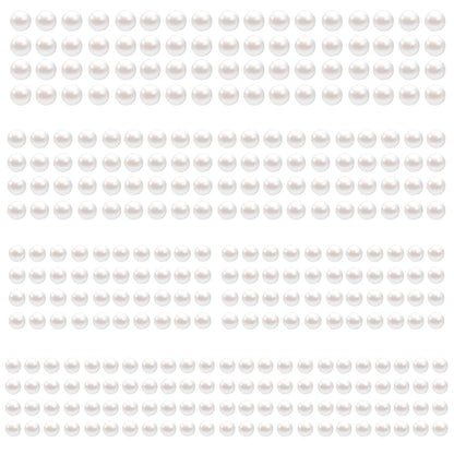 LOMIMOS 3090 Perlenaufkleber, 4 Größen Selbstklebende Weiße Flache Falsche Perlen Verzierungen Aufkleberblatt für Gesicht Schönheit Make-up Haar Nagel Telefon DIY Basteln Dekor, 3/4/5/6 mm