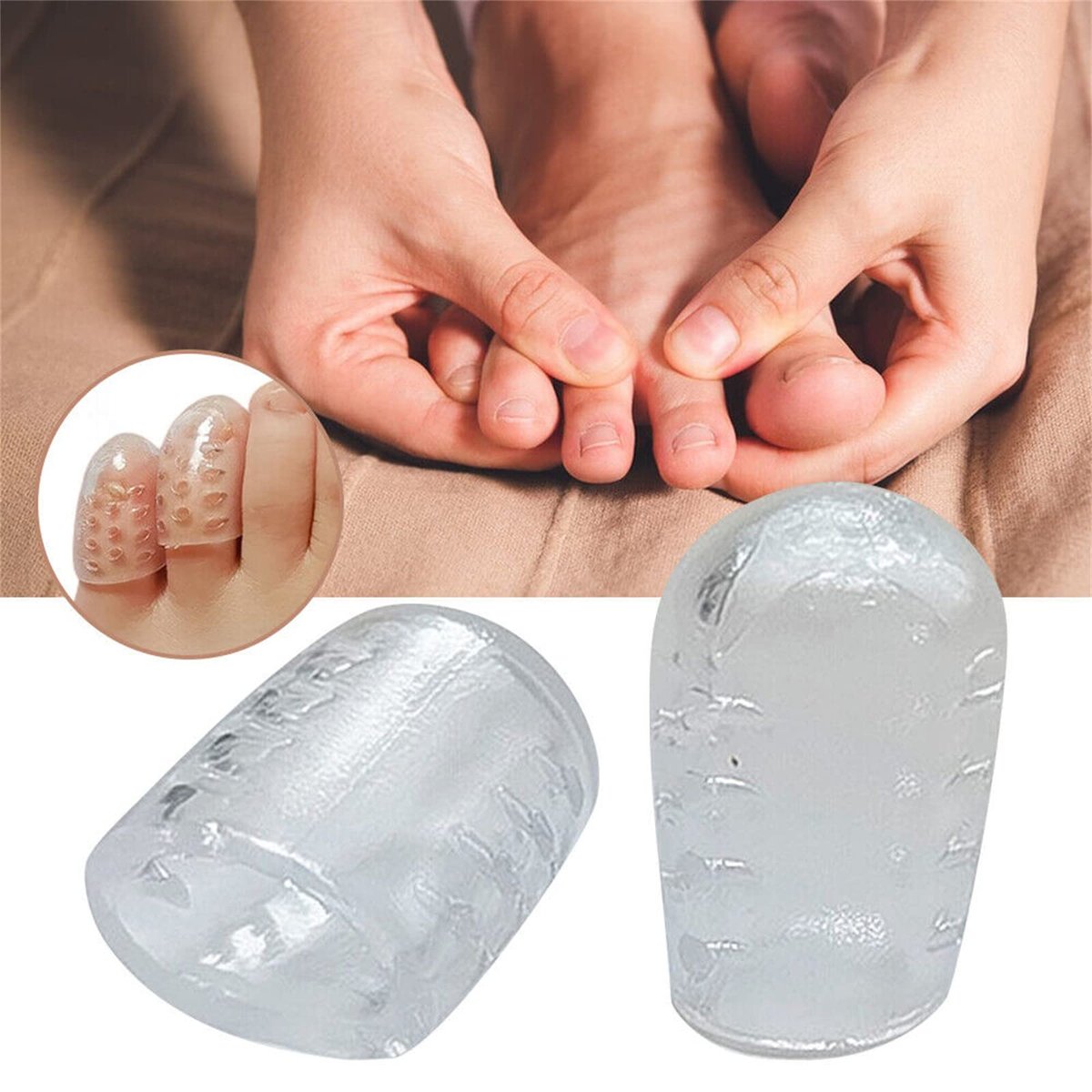 Silikon Zehenpolster gegen Reibung – Gel Zehenseparatoren, atmungsaktive kleine Zehenkappen für Männer und Frauen, Zehenschutzhüllen bei eingewachsenen Zehennägeln, Hühneraugen, Schwielen, Blasen und Schmerzlinderung (10 Stück)