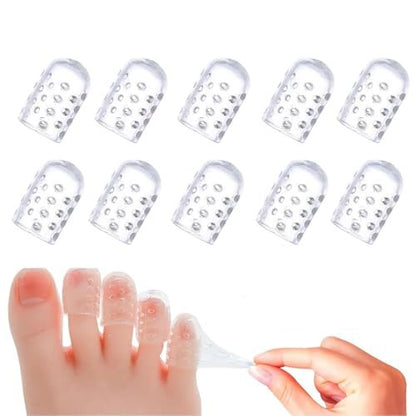 Silikon Zehenpolster gegen Reibung – Gel Zehenseparatoren, atmungsaktive kleine Zehenkappen für Männer und Frauen, Zehenschutzhüllen bei eingewachsenen Zehennägeln, Hühneraugen, Schwielen, Blasen und Schmerzlinderung (10 Stück)