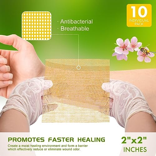 OPTITEKNIK Manuka Honig Wundauflage 5x5 cm, 10er Pack – Manuka Honig Wundversorgung für Schnitte, Verbrennungen und Schürfwunden