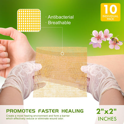 OPTITEKNIK Manuka Honig Wundauflage 5x5 cm, 10er Pack – Manuka Honig Wundversorgung für Schnitte, Verbrennungen und Schürfwunden
