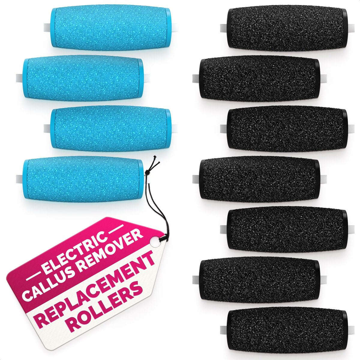 11 Ersatzwalzen für elektrischen Hornhautentferner – 7 extra grobe & 4 grobe Nachfüllköpfe (1,92 x 0,65 Zoll), Mikrodiamantkristalle – Kompatibel mit Amope Pedi Perfect Pro