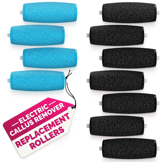 11 Ersatzwalzen für elektrischen Hornhautentferner – 7 extra grobe & 4 grobe Nachfüllköpfe (1,92 x 0,65 Zoll), Mikrodiamantkristalle – Kompatibel mit Amope Pedi Perfect Pro