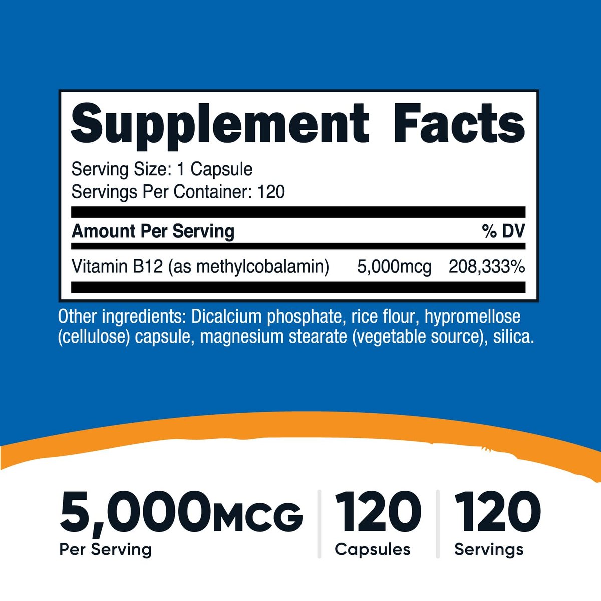 Nutricost Vitamin B12 (Methylcobalamin) 5000mcg, 120 Kapseln - Vegetarische Kapseln, Nicht-GVO, Glutenfrei B12 Supplement