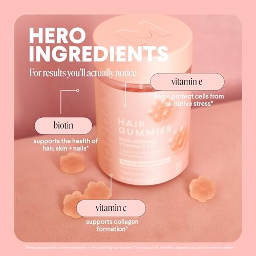 MONDAY HAIRCARE Haar-Gummis mit 2500 mcg Biotin, Vitamin C & Vitamin E für dickeres, stärkeres und gesünderes Haar 60 Stück