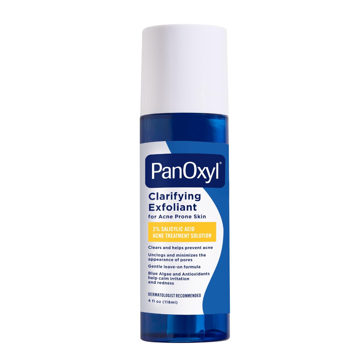 PanOxyl Klärendes Peeling mit 2% Salicylsäure, BHA Flüssigpeeling für das Gesicht, befreit Poren, minimiert das Erscheinungsbild von Poren, Blaualgen und Antioxidantien helfen Rötungen zu beruhigen, für zu Akne neigende Haut, 118 ml