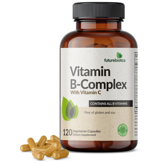 Futurebiotics Vitamin B-Komplex mit Vitamin C – Unterstützt Energieproduktion, Nervensystem & Immunsystem – Non-GMO, 120 vegane Kapseln