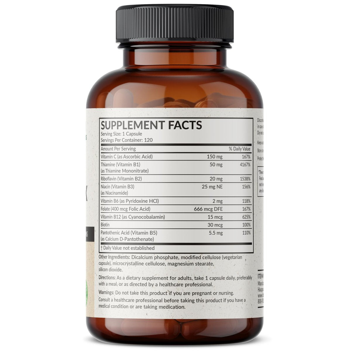 Futurebiotics Vitamin B-Komplex mit Vitamin C – Unterstützt Energieproduktion, Nervensystem & Immunsystem – Non-GMO, 120 vegane Kapseln