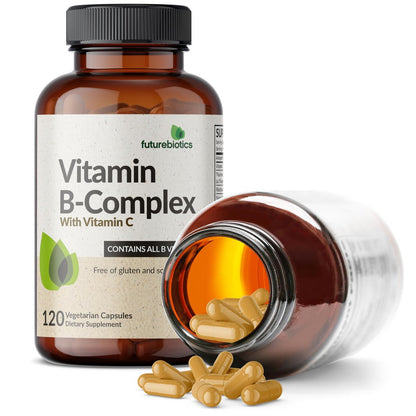 Futurebiotics Vitamin B-Komplex mit Vitamin C – Unterstützt Energieproduktion, Nervensystem & Immunsystem – Non-GMO, 120 vegane Kapseln