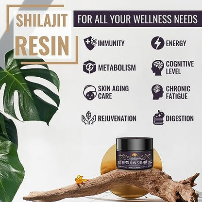 Ajoblanco Shilajit 600mg – Reines Himalaya-Shilajit-Harz mit ayurvedischer Kräutermischung, hochwirksam für Energie, Kraft & Immunität, 30 Gramm