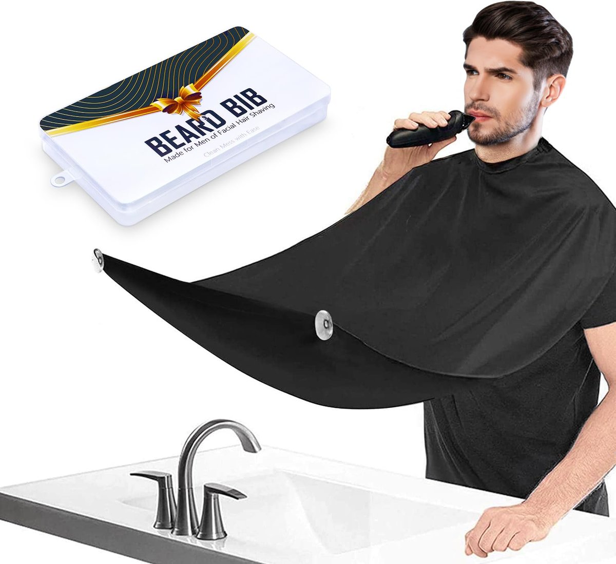 PLACHIDAY Bartuch, Bartschürze – Bartschneide-Fangschürze für Männer, Geschenk für Papa, Vatertag, Valentinstag, Weihnachten