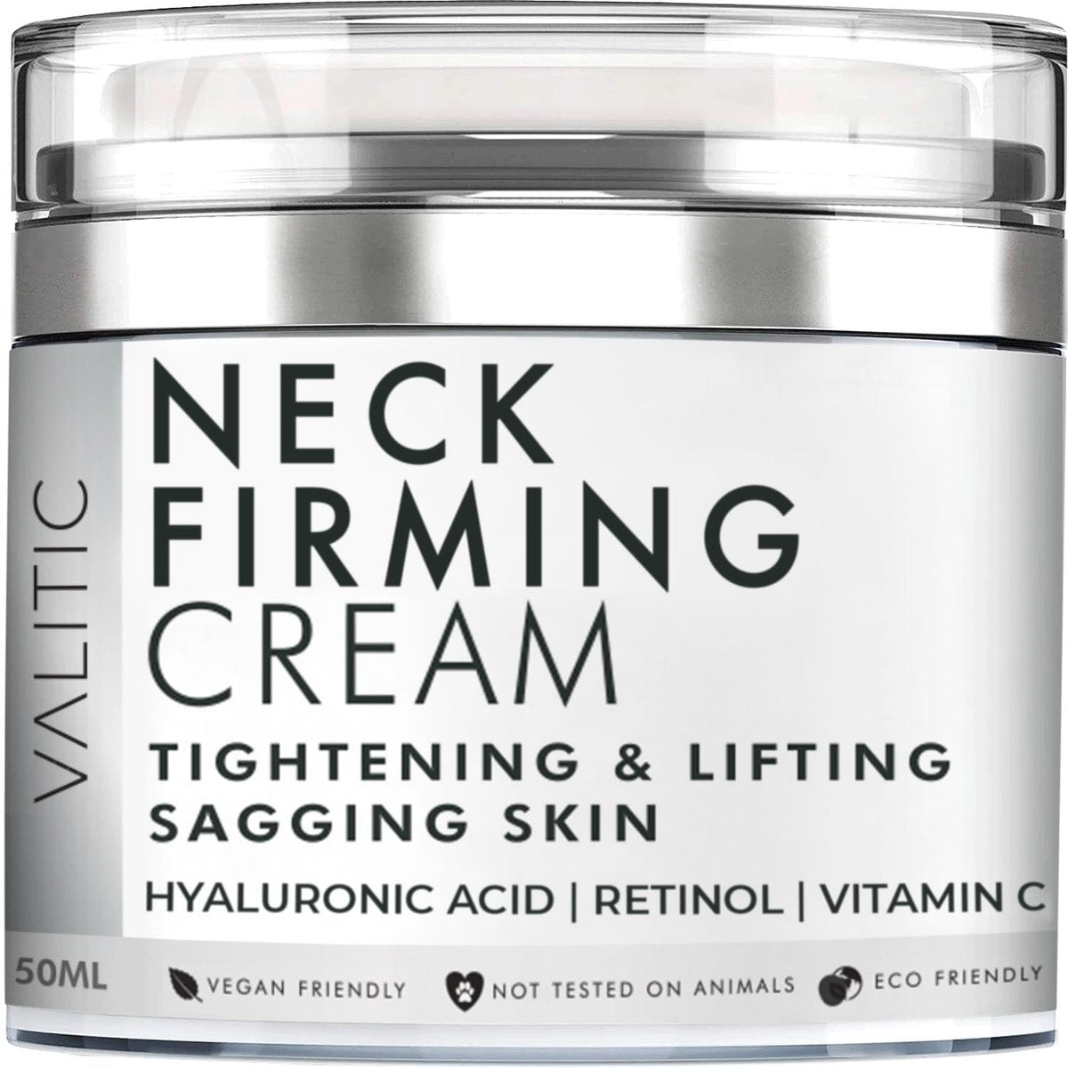 VALITIC Halscreme zum Straffen und Festigen - Hyaluronsäure, Retinol, Vitamin C, Peptide - Anti-Aging Tages- und Nachtcreme für erschlaffte Haut