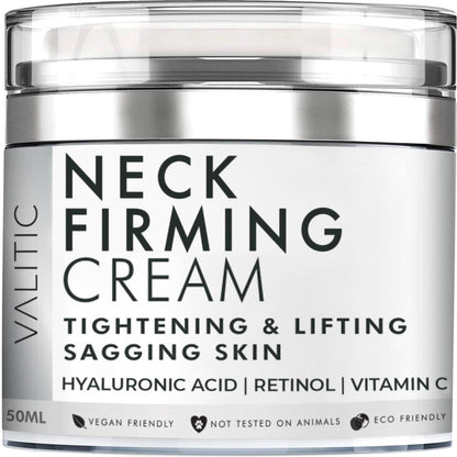 VALITIC Halscreme zum Straffen und Festigen - Hyaluronsäure, Retinol, Vitamin C, Peptide - Anti-Aging Tages- und Nachtcreme für erschlaffte Haut