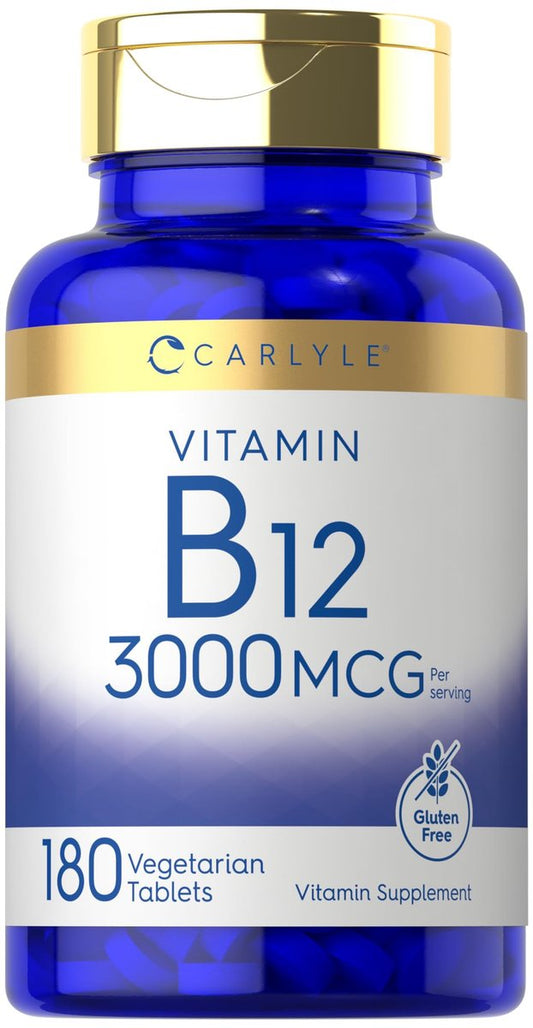 Carlyle B12 Vitamin 3000 mcg | 180 Tabletten | Vegetarisches Nahrungsergänzungsmittel | Non-GMO & Glutenfrei