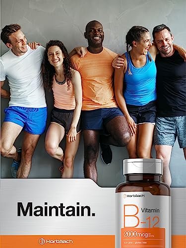 Horbäach B12 Vitamin 2000 mcg | 200 Tabletten | Vegetarisches Nahrungsergänzungsmittel | Non-GMO & Glutenfrei