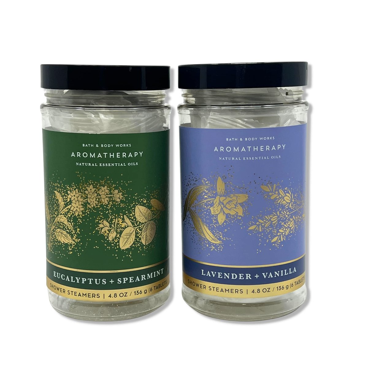 Bath & Body Works Aromatherapie Duschbomben, 6 Tabletten pro Packung, 2er-Pack Bundle – Lavendel Vanille und Eukalyptus Minze