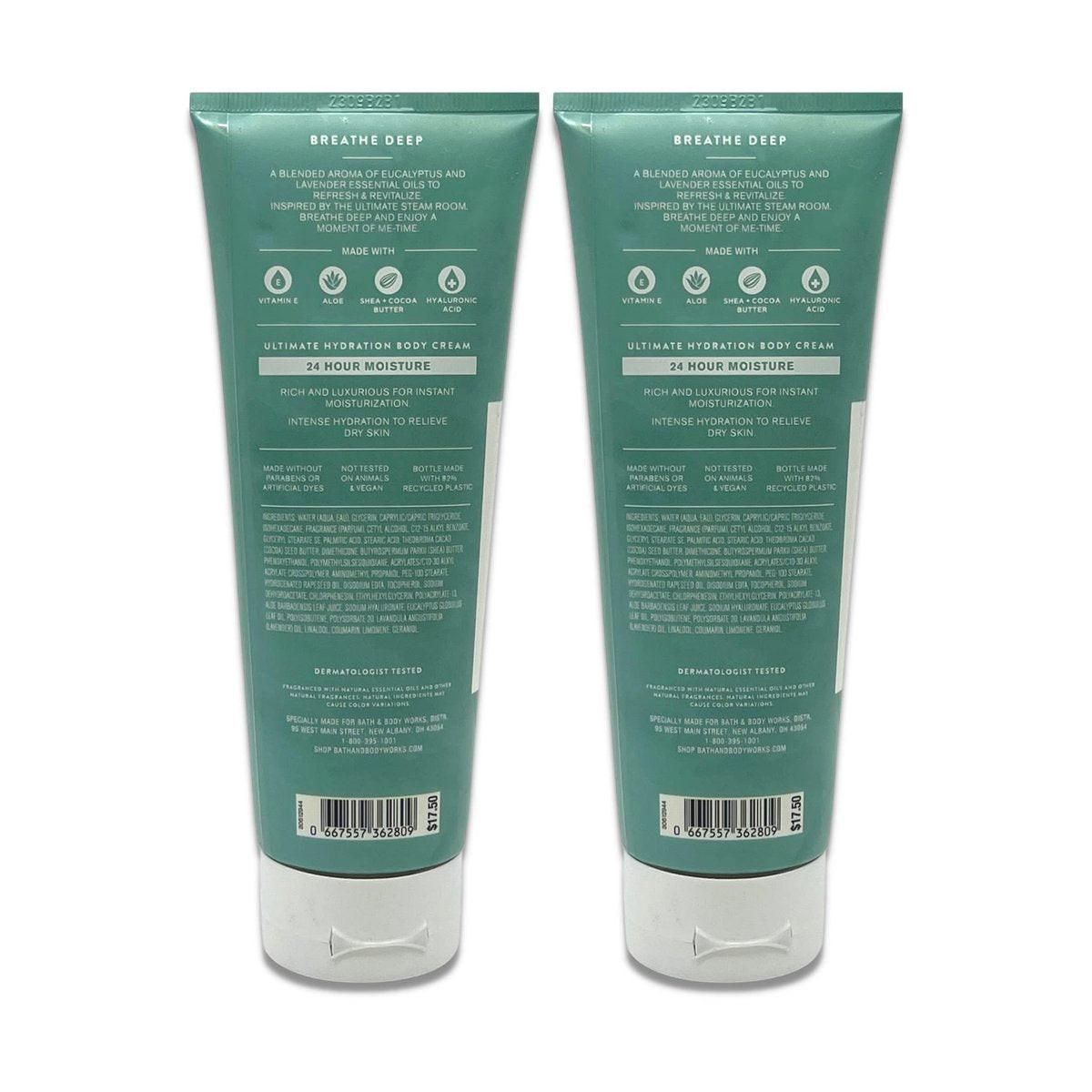 Bath & Body Works Aromatherapie - Breathe Deep Eukalyptus & Lavendel - Ultimative Feuchtigkeitscreme - 2er-Pack (2 x 227 g)
