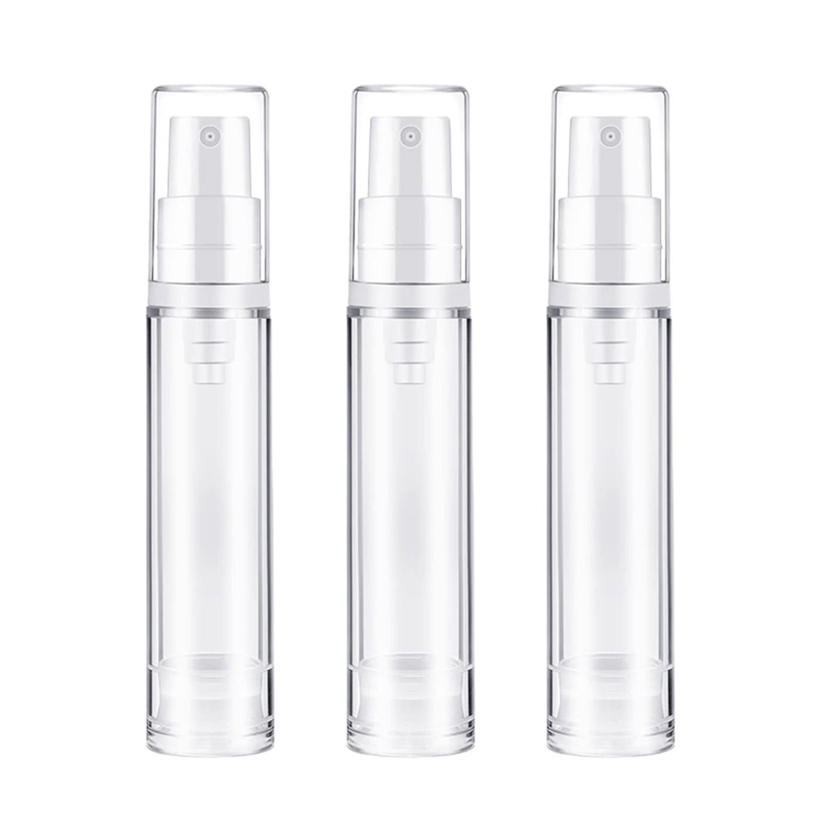 BlingKingdom 3er-Pack nachfüllbare Airless-Pumpflaschen – Reisefreundliche, transparente Lotionbehälter, Vakuum-Kosmetikflaschen für DIY Foundation, Gel, Essenz, Lotion, Feuchtigkeitscreme (10 ml)