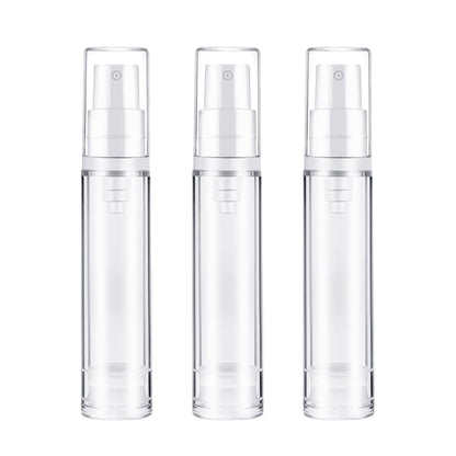 BlingKingdom 3er-Pack nachfüllbare Airless-Pumpflaschen – Reisefreundliche, transparente Lotionbehälter, Vakuum-Kosmetikflaschen für DIY Foundation, Gel, Essenz, Lotion, Feuchtigkeitscreme (10 ml)