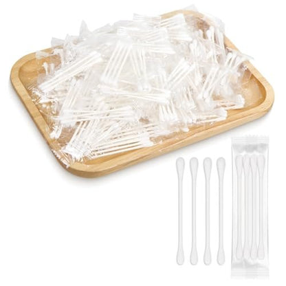 200er-Pack Wattestäbchen, einzeln verpackt, doppelseitig, Papierstiele für Ohren und Make-up (200 Stück, 4 Stück pro Beutel)