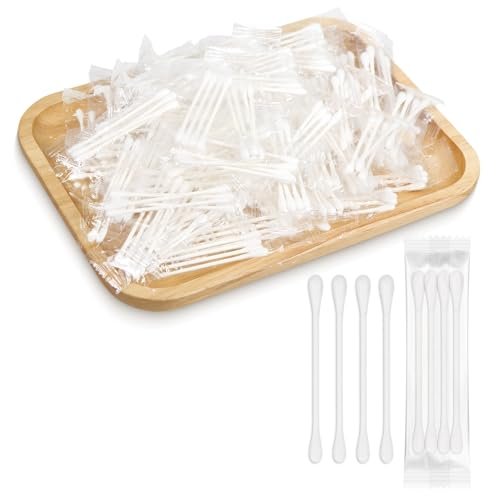 200er-Pack Wattestäbchen, einzeln verpackt, doppelseitig, Papierstiele für Ohren und Make-up (200 Stück, 4 Stück pro Beutel)