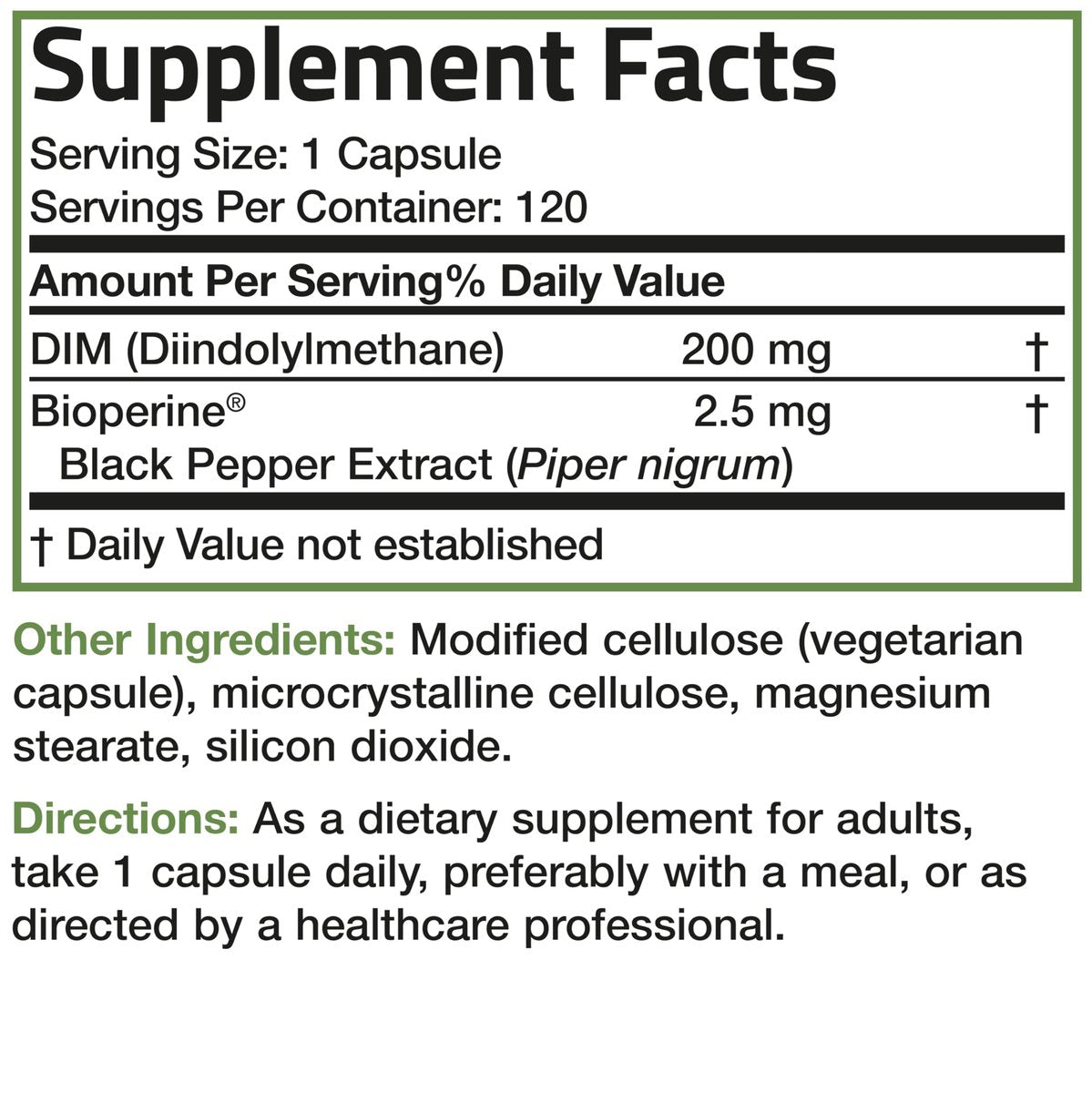Bronson DIM Supplement 200 mg mit BioPerin für verbesserte Aufnahme, unterstützt den Östrogenstoffwechsel und erhält ausgeglichene Hormonspiegel, 120 vegane Kapseln