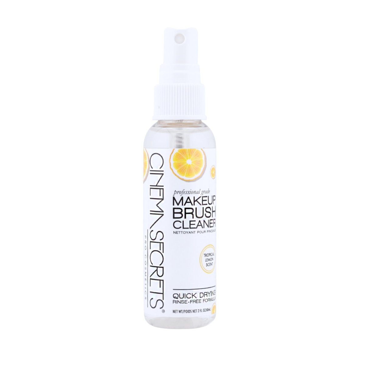 Cinema Secrets Original Makeup Pinselreiniger Spray - Professioneller Reiniger für Make-up-Pinsel - Schnelltrocknend, ohne Ausspülen - Entfernt hartnäckiges wasserfestes Make-up - Zitrone (60 ml)