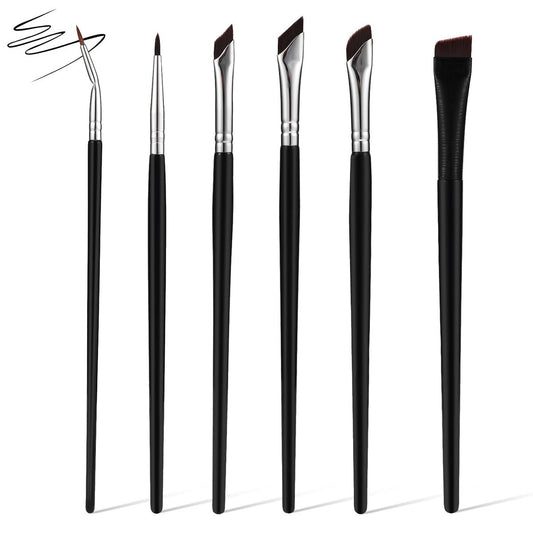 6-teiliges Präzisions-Eyeliner-Pinselset: Abgewinkelte Pinsel für Eyeliner, Augenbrauen und Lidschatten – Ultraflache, dünne Pinsel für professionelles Make-up