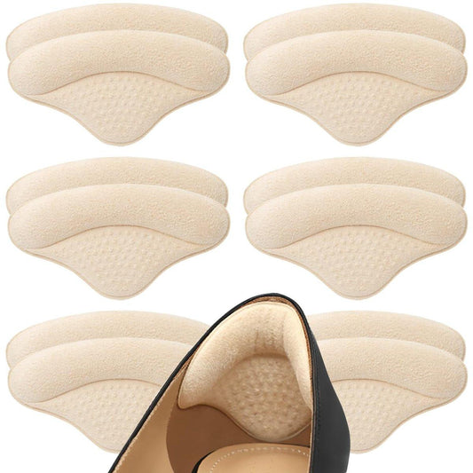 6 Paar Fersenpolster Fersenaufkleber für zu große Schuhe – Beige, Mikrofaserleder – Anti-Rutsch, Blasen- und Schmerzlinderung für Männer und Frauen