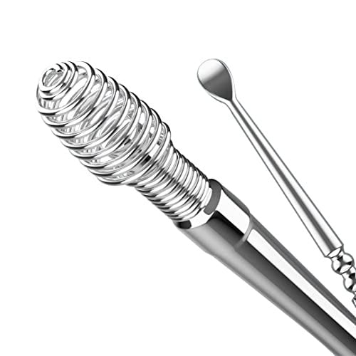 Spiralförmiges Ohrenschmalz-Entfernungsset – Ohrenreiniger aus Metall – Wiederverwendbares Ohrenschmalz-Werkzeug – Silber
