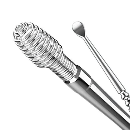 Spiralförmiges Ohrenschmalz-Entfernungsset – Ohrenreiniger aus Metall – Wiederverwendbares Ohrenschmalz-Werkzeug – Silber