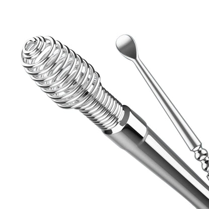 Spiralförmiges Ohrenschmalz-Entfernungsset – Ohrenreiniger aus Metall – Wiederverwendbares Ohrenschmalz-Werkzeug – Silber