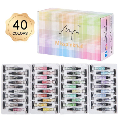 Gel-Palette Nagellack 40 Farben UV LED Aquarellmalerei Nail Art DIY Set – 40 individuelle Quadrate