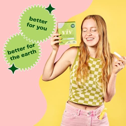 Viv for Your V Organic Cotton Tampons Regular, BPA-freier Applikator, ungiftige Tampons, duftfrei, HSA FSA zertifiziert, 18 Stück