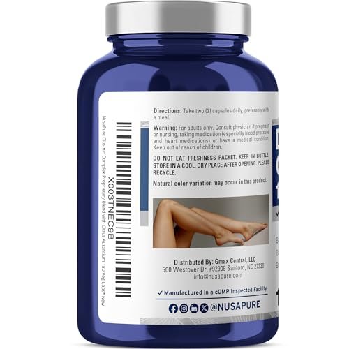 NusaPure Diosmin Complex 1.000 mg pro Portion – 180 vegane Kapseln (Non-GMO) mit Citrus Aurantium