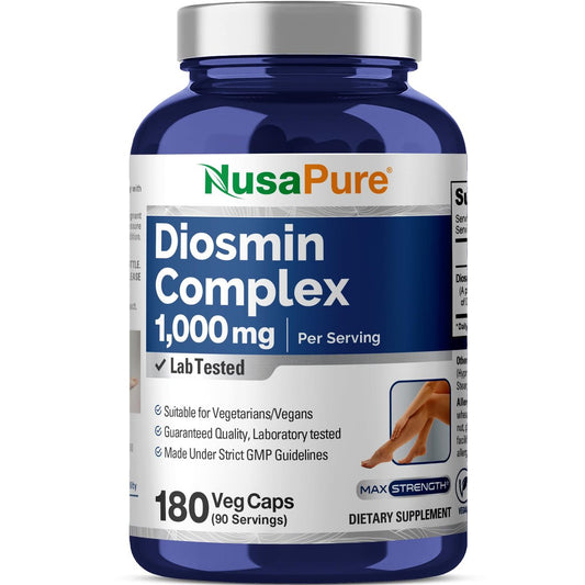 NusaPure Diosmin Complex 1.000 mg pro Portion – 180 vegane Kapseln (Non-GMO) mit Citrus Aurantium