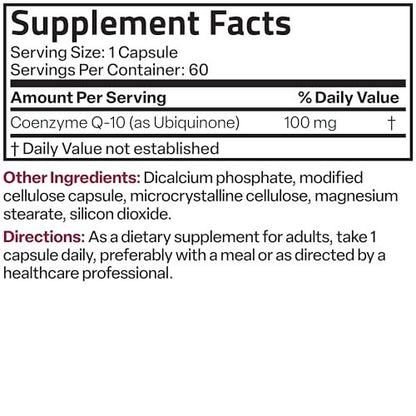 Bronson CoQ10 100 mg – Hochdosiertes Coenzym Q10 für zelluläre Energieproduktion, 60 vegane Kapseln