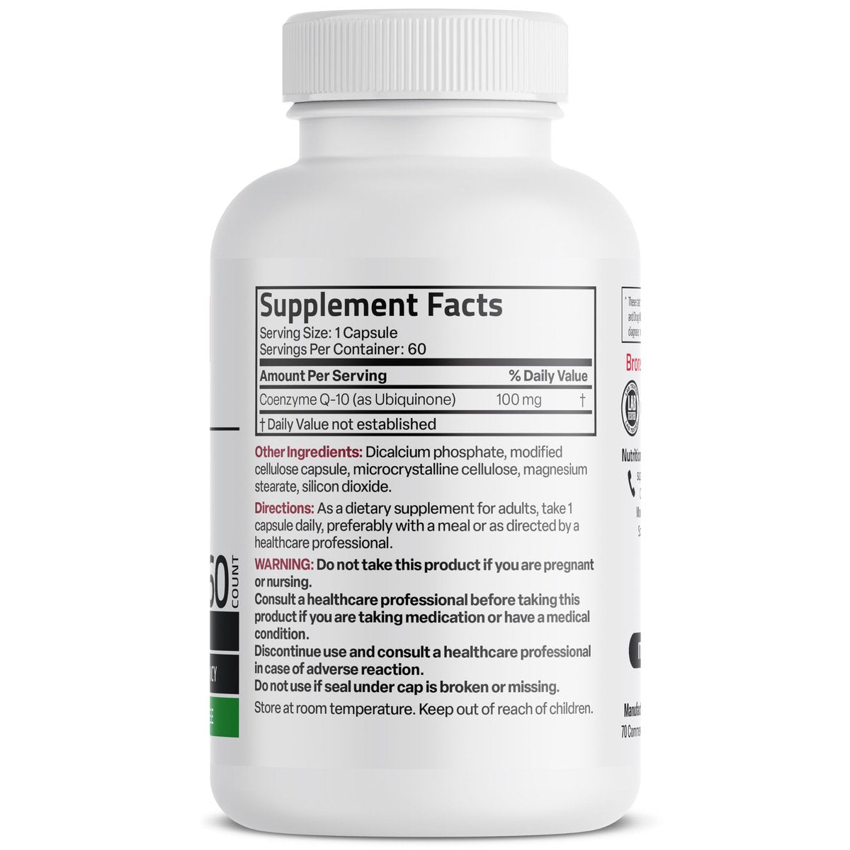Bronson CoQ10 100 mg – Hochdosiertes Coenzym Q10 für zelluläre Energieproduktion, 60 vegane Kapseln