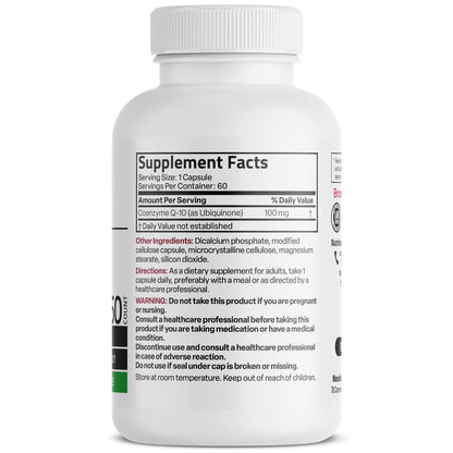 Bronson CoQ10 100 mg – Hochdosiertes Coenzym Q10 für zelluläre Energieproduktion, 60 vegane Kapseln