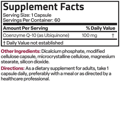 Bronson CoQ10 100 mg – Hochdosiertes Coenzym Q10 für zelluläre Energieproduktion, 60 vegane Kapseln
