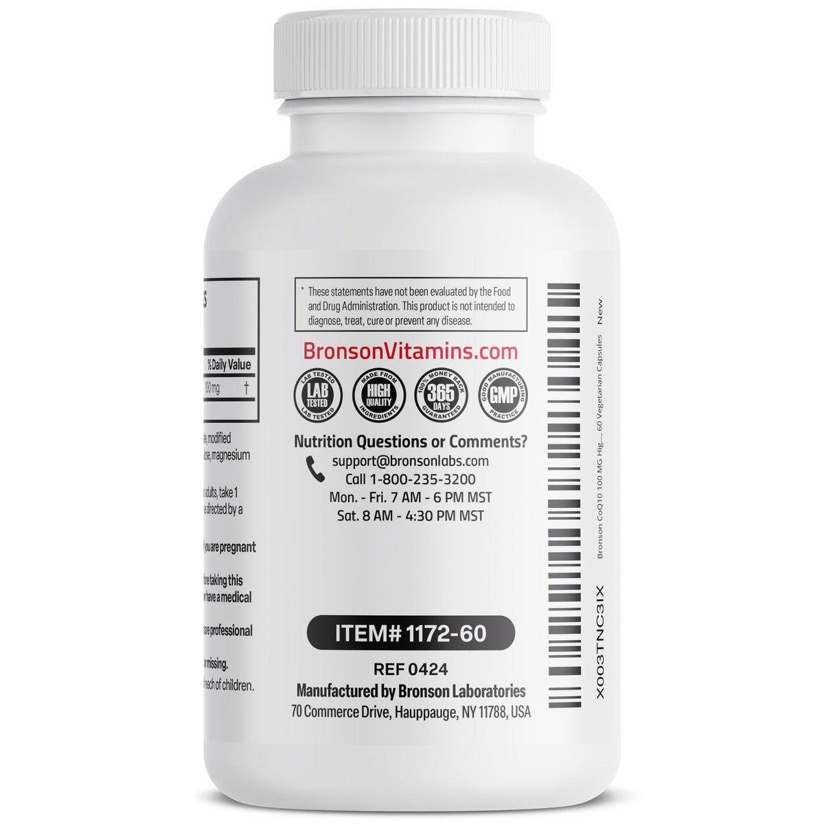 Bronson CoQ10 100 mg – Hochdosiertes Coenzym Q10 für zelluläre Energieproduktion, 60 vegane Kapseln
