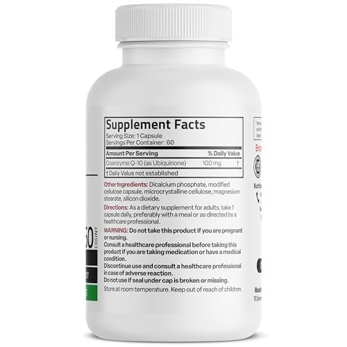 Bronson CoQ10 100 mg – Hochdosiertes Coenzym Q10 für zelluläre Energieproduktion, 60 vegane Kapseln