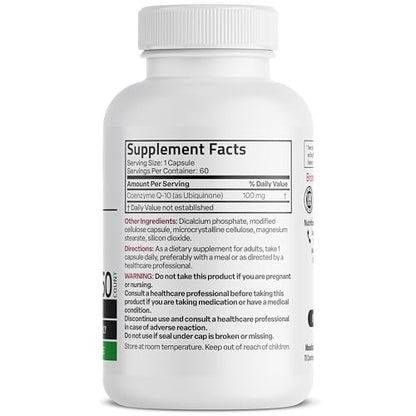 Bronson CoQ10 100 mg – Hochdosiertes Coenzym Q10 für zelluläre Energieproduktion, 60 vegane Kapseln