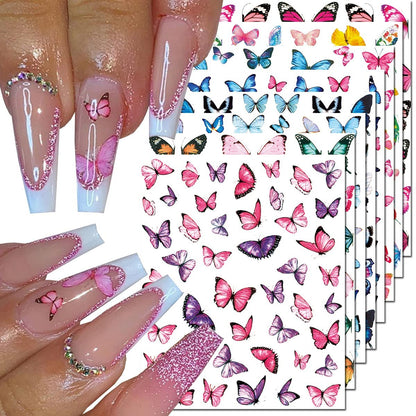 Butterfly Nail Art Aufkleber, 3D Decals – Selbstklebende Schmetterlingsflügel Designs für Frauen, DIY Nageldekoration